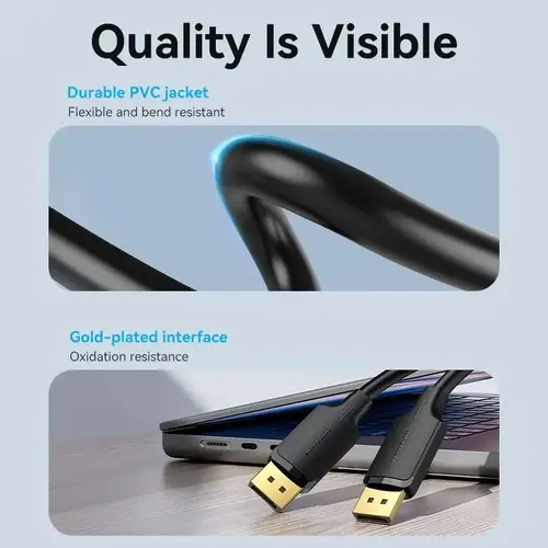 Vention Кабел Cable - Display Port v1.2 DP M / M Black 4K 2.0M - HAKBH - 10