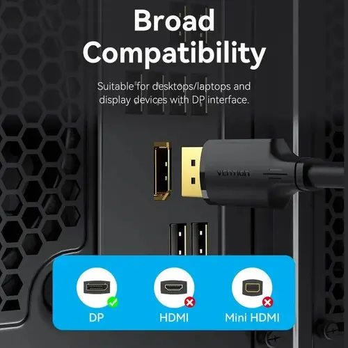 Vention Καλώδιο - DisplayPort v1.2 DP M / M Μαύρο 4K 1M - HAKBF - 11