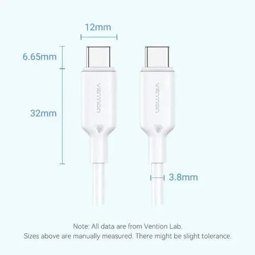 Vention Καλώδιο USB 2.0 C M / USB-C M 1.0m Λευκό - TRCWF - 12