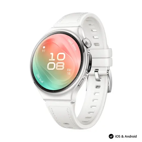 Часовник, Huawei Watch 6, Leib-L19L, White, 42.3 mm, 1.38-inch LTPO OLED color screen, 2.4 GHz, BT5.0 and BR+BLE, 64 GB; RAM 2GB, 4G LTE FDD, IP68, IP69, 5ATM, 40-meter diving grade waterproof, NFC, Batt 3 days, 540 mAh + Huawei FreeBuds 7i Conch-T010 White - 2