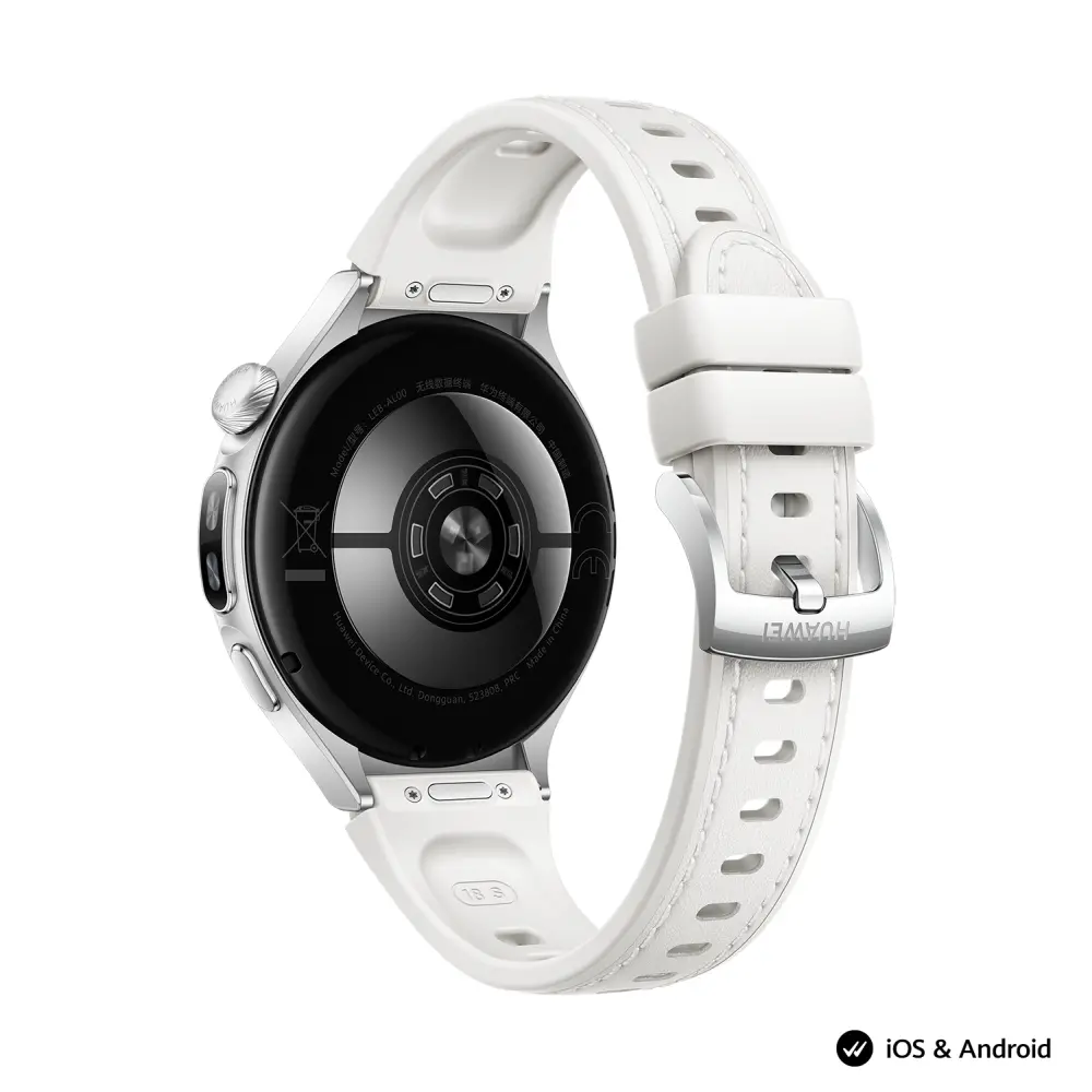 Часовник, Huawei Watch 6, Leib-L19L, White, 42.3 mm, 1.38-inch LTPO OLED color screen, 2.4 GHz, BT5.0 and BR+BLE, 64 GB; RAM 2GB, 4G LTE FDD, IP68, IP69, 5ATM, 40-meter diving grade waterproof, NFC, Batt 3 days, 540 mAh + Huawei FreeBuds 7i Conch-T010 White - image 5