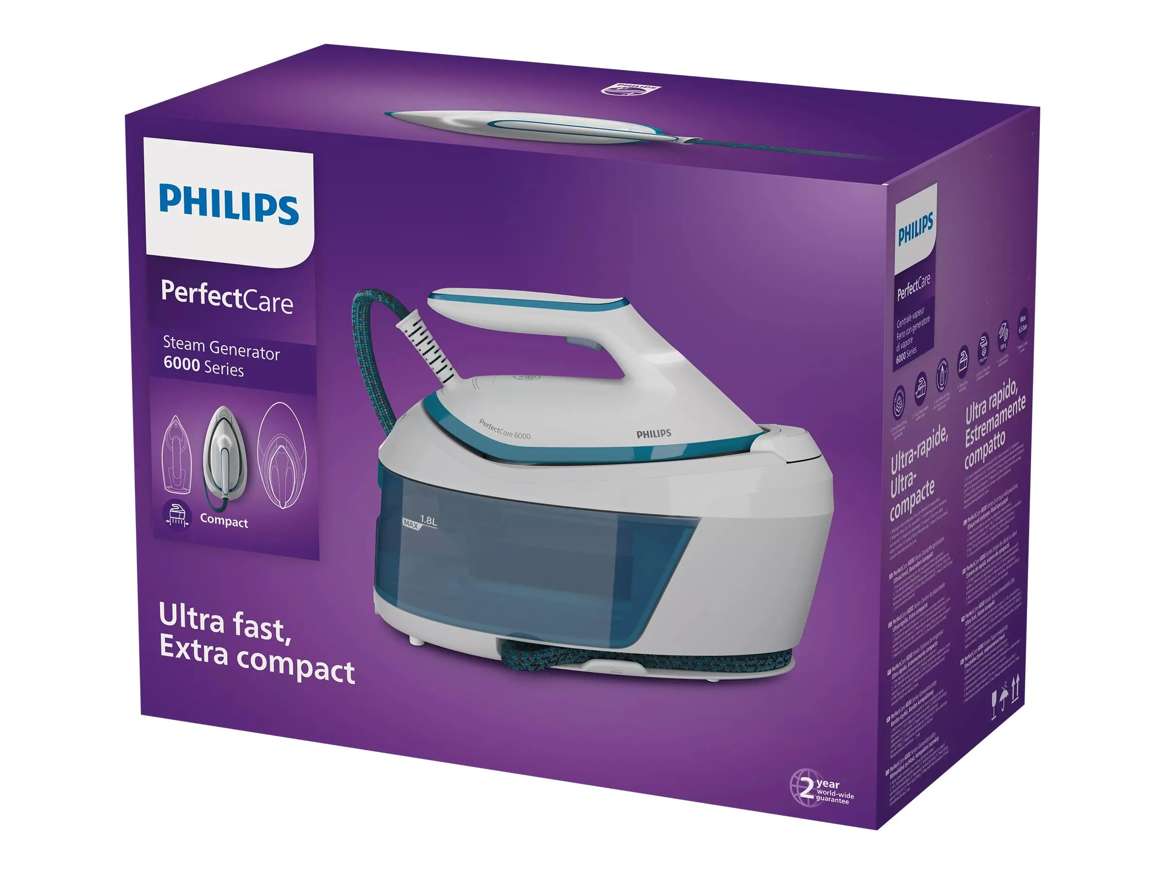 PHILIPS Парогенератор PerfectCare 7000 series 6,5 bar OptimalTEMP 150g/min steam rate 1,8l dettachable water tank - image 8