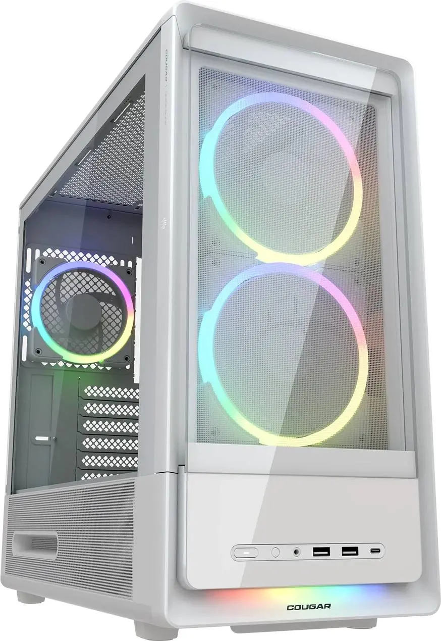 COUGAR DUOAIR RGB PC Case, Mid Tower, White