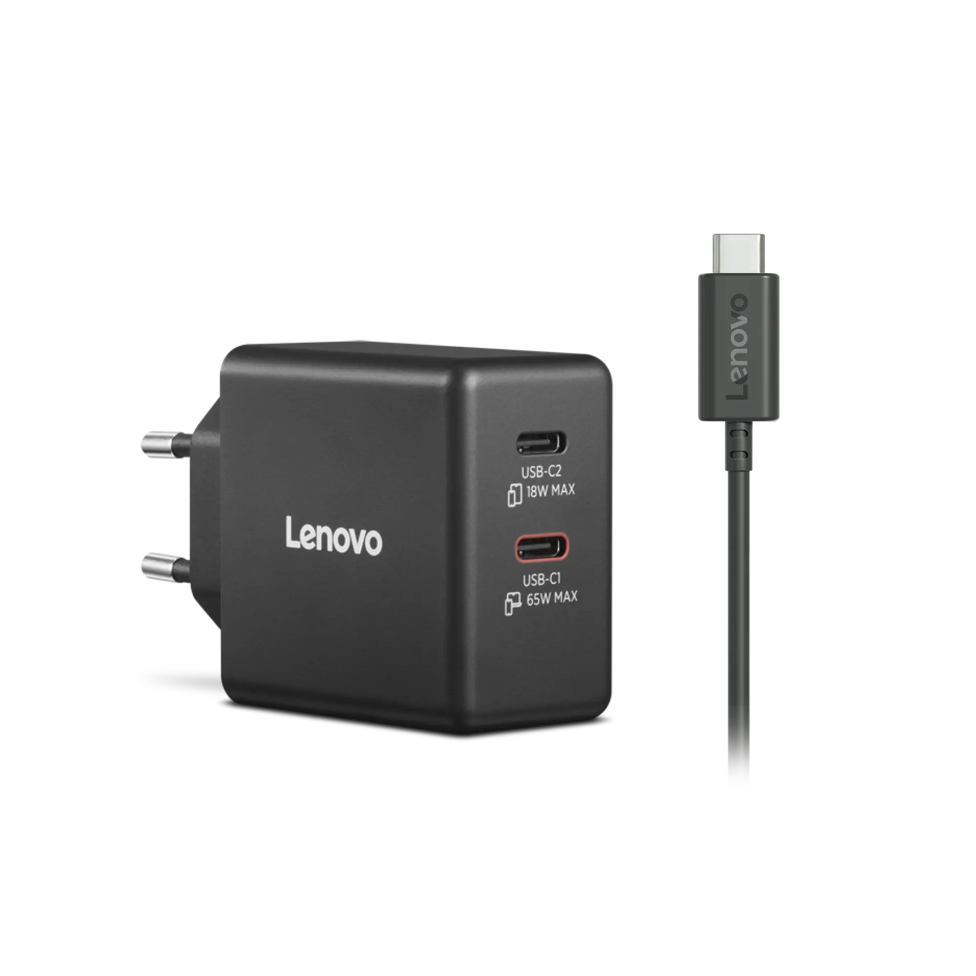 LENOVO DUAL 65W USB-C ADAPT BK - image 1