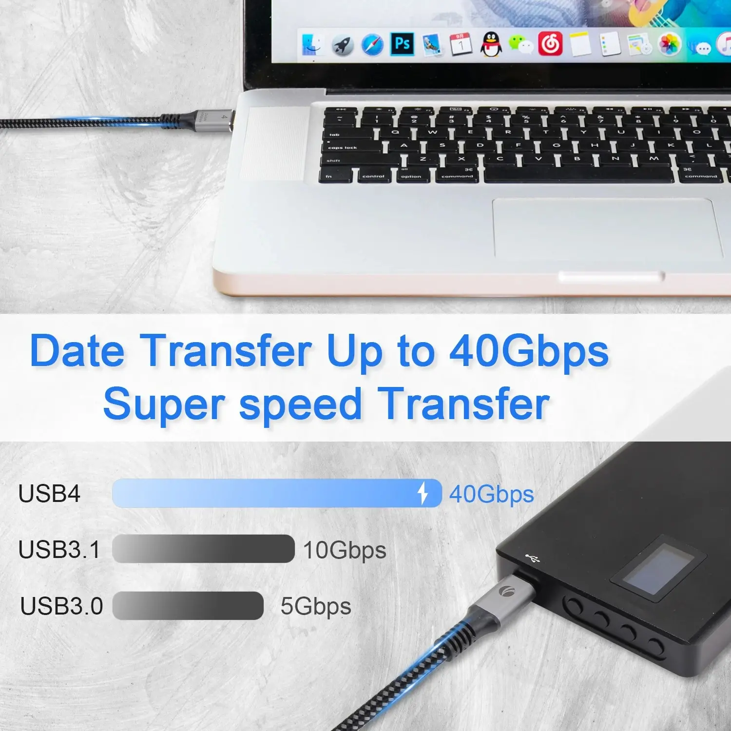 VCom кабел USB4.0 Type-C/Type-C 40Gbps, 240W - CU541M-1.2 - image 4