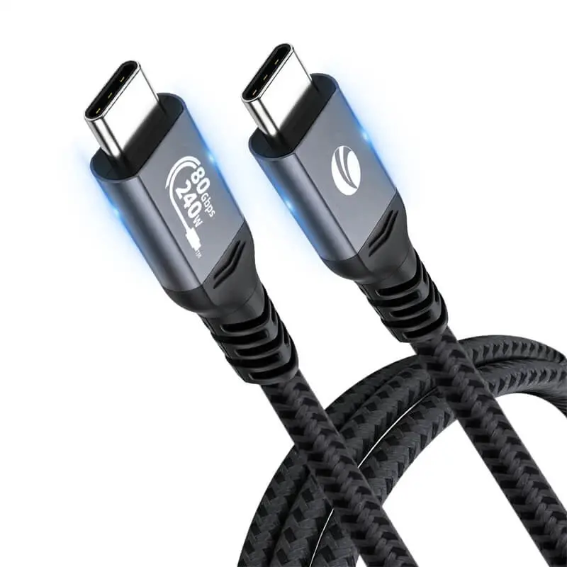 VCom кабел Cable Thunderbolt 5 / USB4 - USB-C 80Gbps PD240W 0.3m Black - CU584M-0.3m