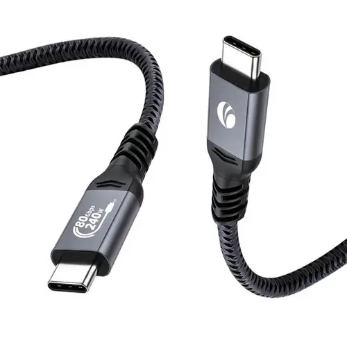 VCom кабел Cable Thunderbolt 5 / USB4 - USB-C 80Gbps PD240W 0.3m Black - CU584M-0.3m - 2