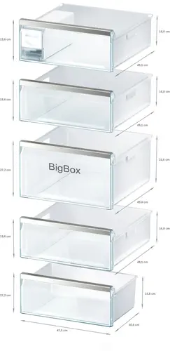 Фризер, Bosch GSN54AWDV SER6 FS upright freezer, NoFrost, D, 176/70/65cm, 328l, 38dB(C), IC, 5 drawers (1 BigBox), 2 shelfs, IceTwister, handle, white - 6