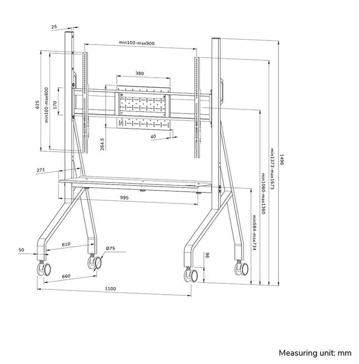 Stativ, Neomounts Move Go TV trolley 55-86" - instalare rapidă - TUV - image 8