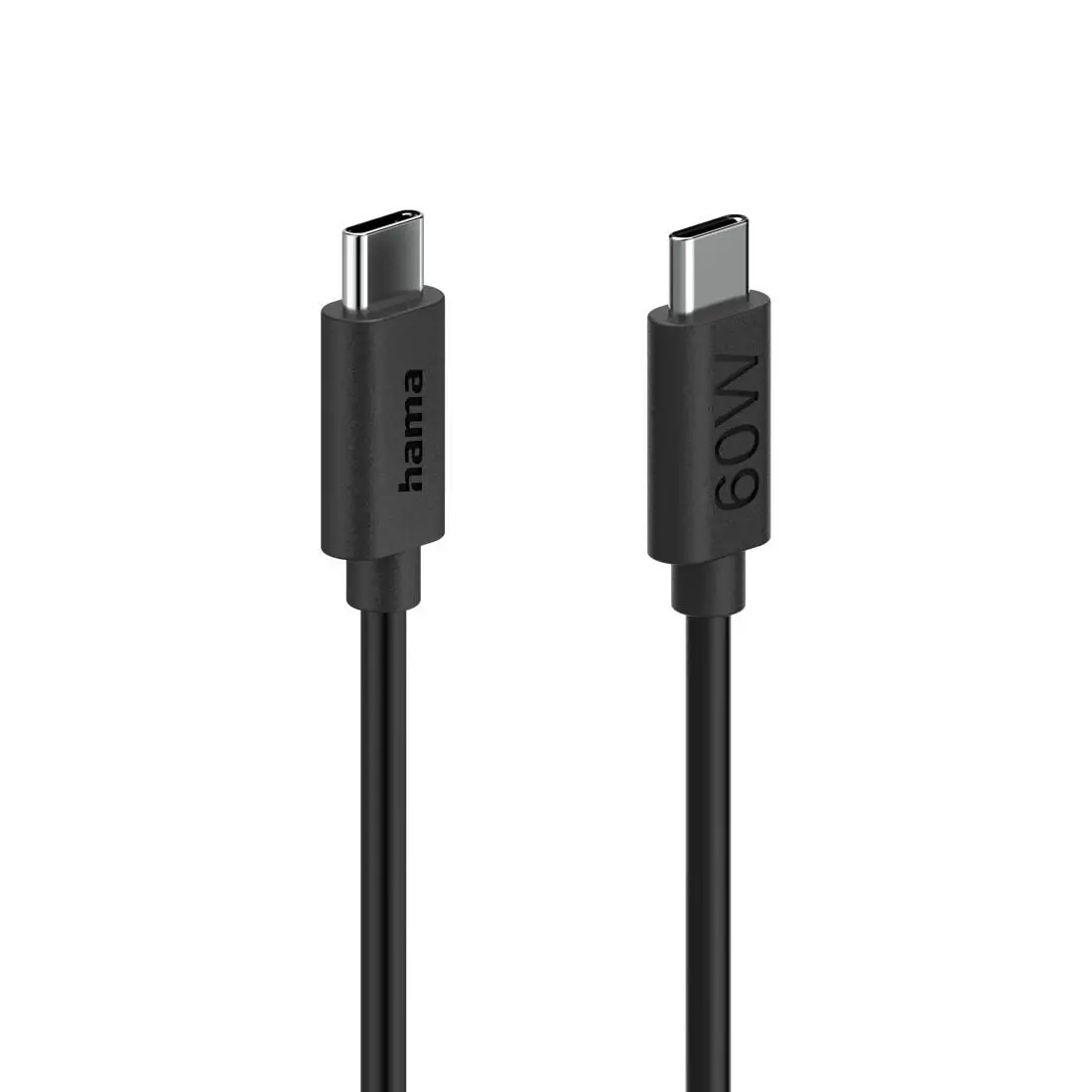 HAMA Кабел за зареждане USB-C - USB-C, 60 W, 1.2 м, черен - image 1