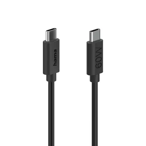 HAMA Кабел за зареждане USB-C - USB-C, 60 W, 1.2 м, черен - 6