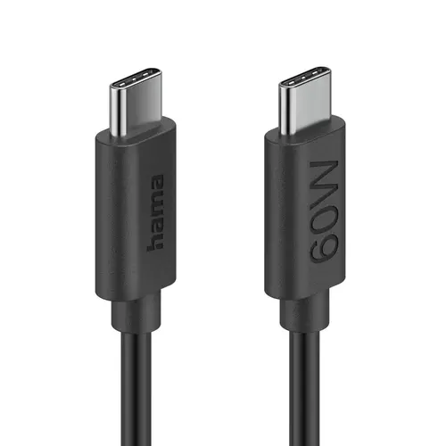 HAMA Кабел за зареждане USB-C - USB-C, 60 W, 1.2 м, черен - 9