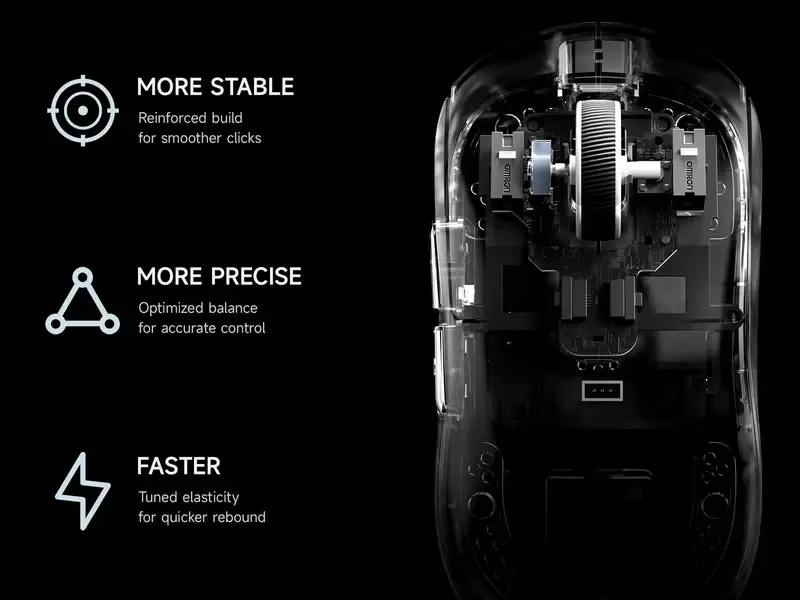 MCHOSE επαγγελματικό gaming ποντίκι A5 V3 Black - Ultralight 8K Wireless Mouse, Omron Mechanical Switches - image 7
