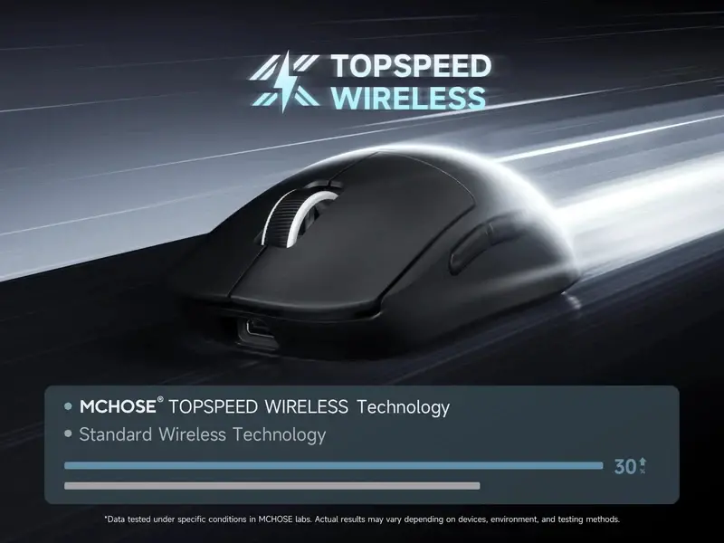 MCHOSE професионална геймърска мишка A5 V3 Black - Ultralight 8K Wireless Mouse, Omron Mechanical Switches - image 9