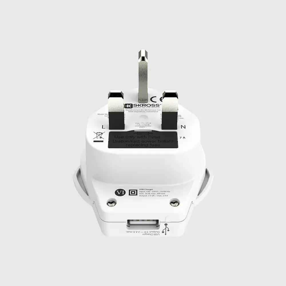 Skross универсален адаптер World to UK, USB - image 1