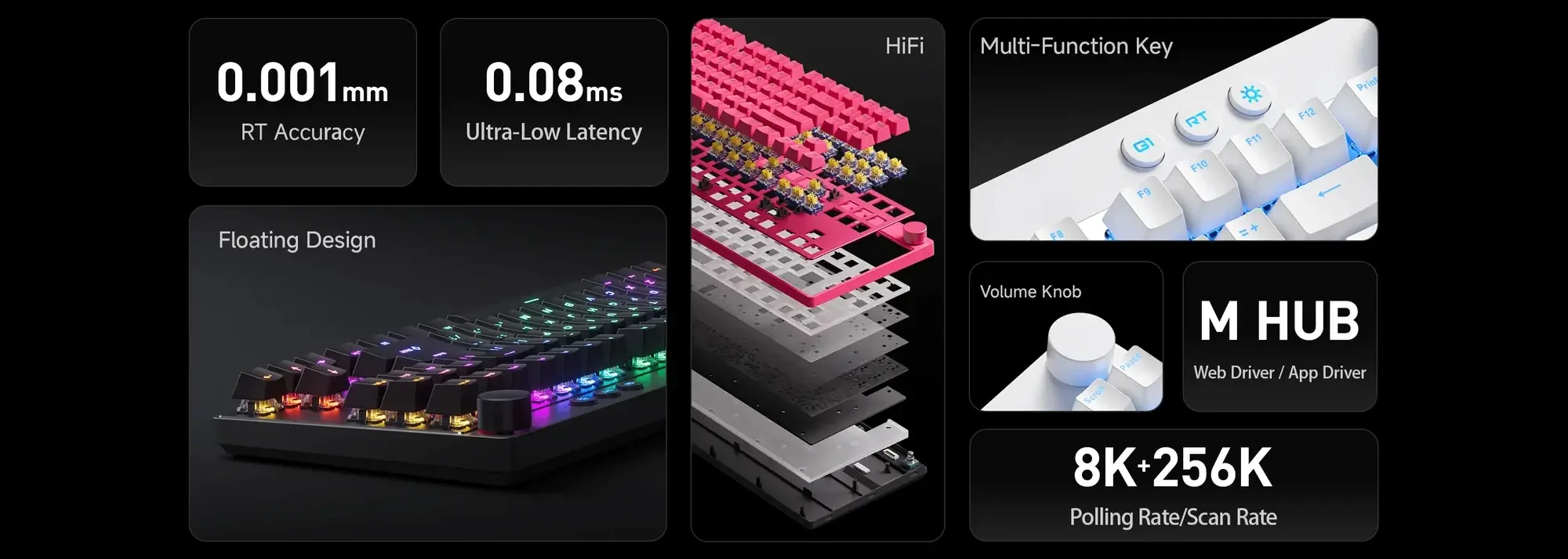 MCHOSE геймърска механична клавиатура Gaming Mechanical Keyboard Mix 87 Ultra Esports - 8K, Mount Tai Magnetic Switch GT [Tactile] (English US), Black - image 2