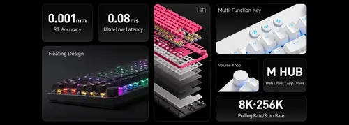 MCHOSE геймърска механична клавиатура Gaming Mechanical Keyboard Mix 87 Ultra Esports - 8K, Mount Tai Magnetic Switch GT [Tactile] (English US), Black - 3