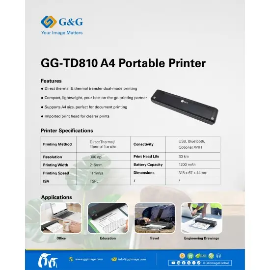 ΦΟΡΗΤΟΣ ΕΚΤΥΠΩΤΗΣ Α4 G&G - HEAT TRANSFER PRINTER A4 GG-TD-810 (GGTD810) - PN TDN800R12P - image 10