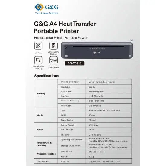 ΦΟΡΗΤΟΣ ΕΚΤΥΠΩΤΗΣ Α4 G&G - HEAT TRANSFER PRINTER A4 GG-TD-810 (GGTD810) - PN TDN800R12P - image 11