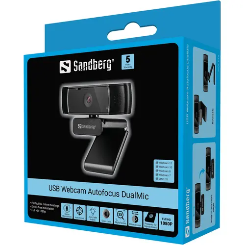ΚΑΜΕΡΑ WEB SANDBERG Autofocus DualMic - Μαύρο - PN 134-38 - 6