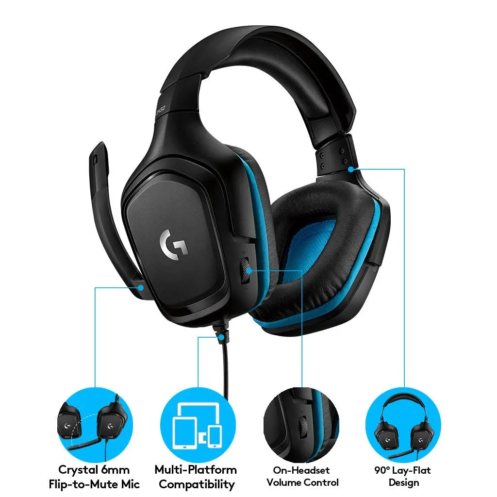 ΑΚΟΥΣΤΙΚΑ GAMING LOGITECH ZG432 - Μαύρο-Κυανό - PN 981-000770 - image 5