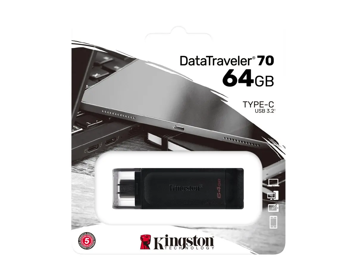 ΜΝΗΜΗ FLASH Kingston USB flash drive DataTraveler 70 - USB 3.2 Gen 1 - 64 GB - Μαύρο - PN DT70/64GB - image 3