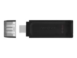 ФЛАШ ПАМЕТ Kingston USB flash drive DataTraveler 70 - USB 3.2 Gen 1 - 64 GB - Black - PN DT70/64GB