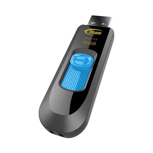 MEMORIE FLASH Team Group C145 - USB Type-A 3.2 Gen 1 - 16 GB - Negru/Albastru - PN TC145316GL01 - 2