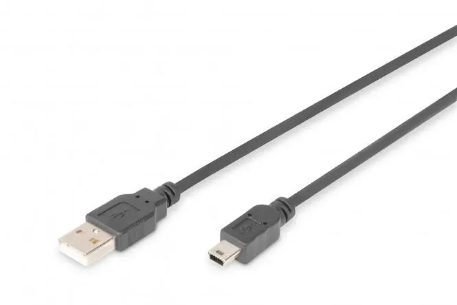 CABLU USB DIGITUS - USB-A la mini USB-B - 1,8 m - Negru - PN AK-300108-018-S