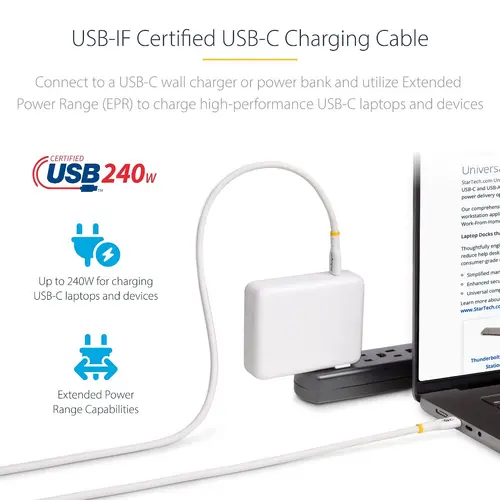 КАБЕЛ USB STARTECH - USB-C to USB-C - 4,0 m - White - PN USB2EPR4MW - 3
