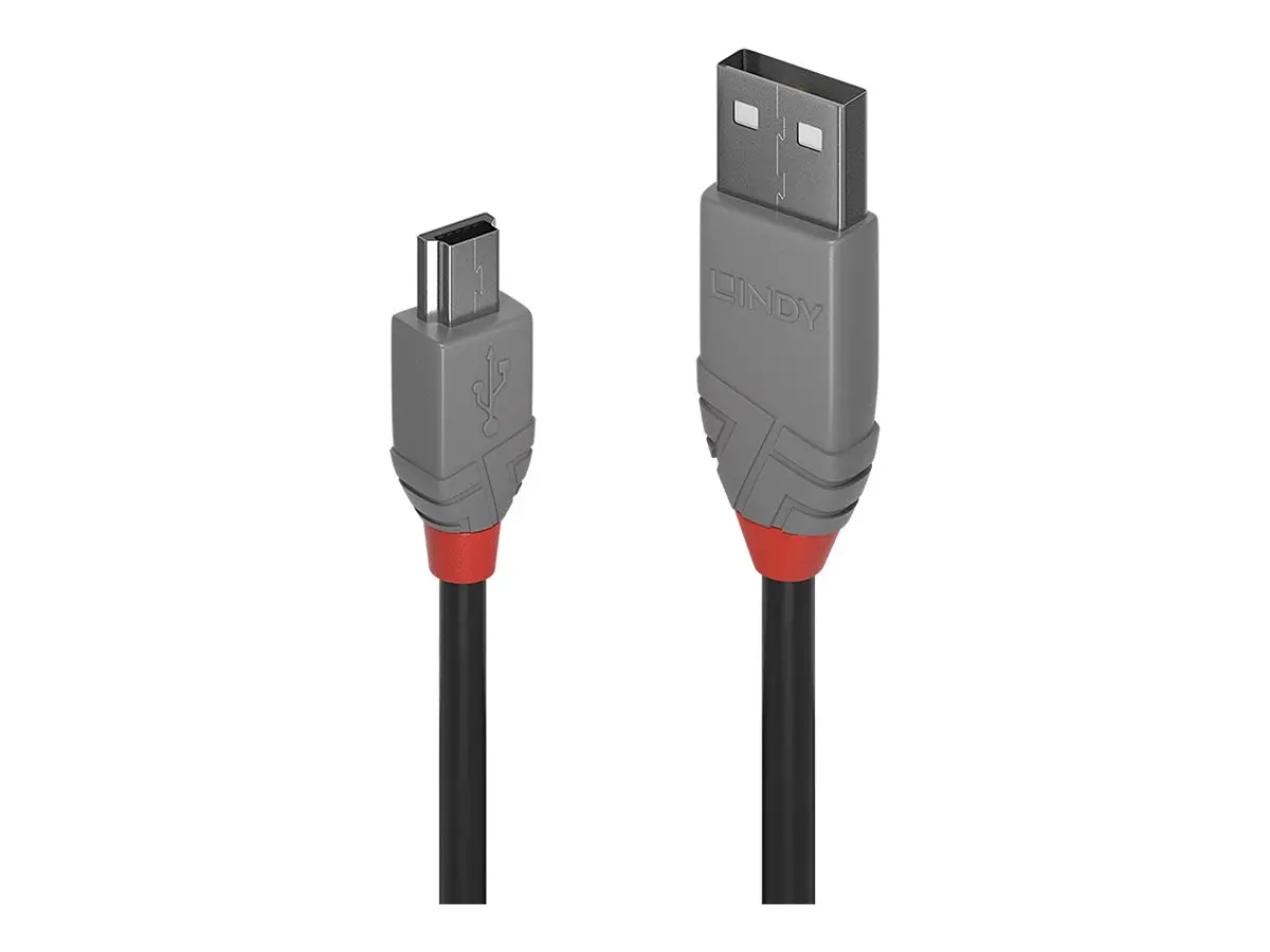 CABLU USB LINDY - USB-A la mini USB - Cablu USB 2.0 Type A la Mini-B - Anthra Line - 2,0 m - Negru - PN 36723