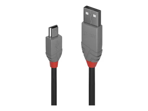 КАБЕЛ USB LINDY - USB-A to mini USB - USB 2.0 Type A to Mini-B Cable - Anthra Line - 2,0 m - Black - PN 36723