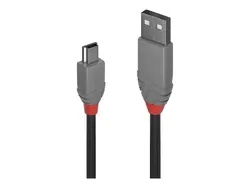КАБЕЛ USB LINDY - USB-A to mini USB - USB 2.0 Type A to Mini-B Cable - Anthra Line - 2,0 m - Black - PN 36723