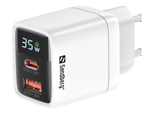 ЗАРЯДНО SANDBERG 2 в 1 - 1xUSB-C 1xUSB 35W - White - PN 441-52 - 1