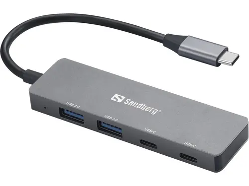 ХЪБ SANDBERG USB-C to 2xUSB-A + 2xUSB-C - Gray - PN 136-50 - 1