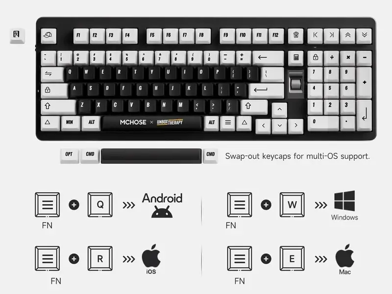 MCHOSE gaming μηχανικό πληκτρολόγιο Wireless Gaming Mechanical Keyboard UT98 Classic Therapy - Silent Peach V3 Switch [Linear] (Αγγλικό US) - image 1