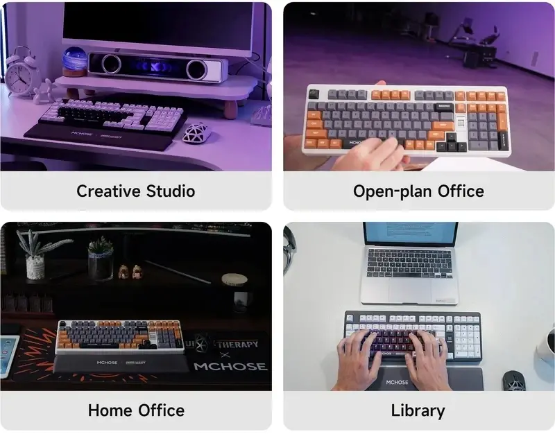 MCHOSE геймърска механична клавиатура Wireless Gaming Mechanical Keyboard UT98 Classic Therapy - Silent Peach V3 Switch [Linear] (English US) - image 3