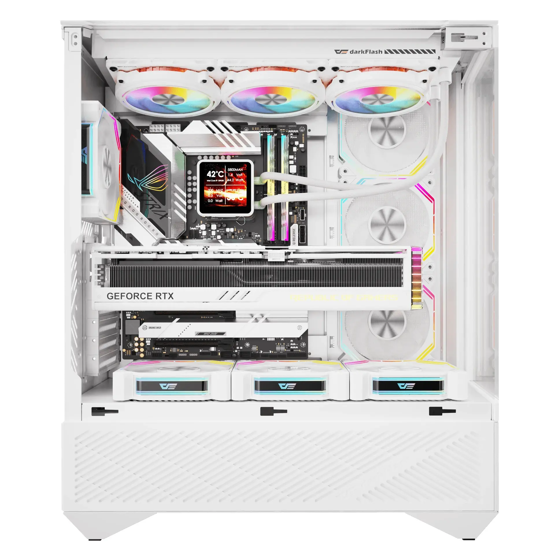 Darkflash carcasă Case ATX - DY460 Alb - 4 x 120 mm ventilatoare A-RGB incluse, USB-C - image 1