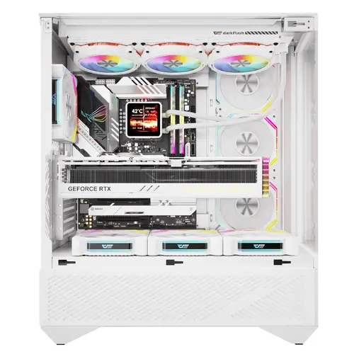 Darkflash κουτί Case ATX - DY460 Λευκό - περιλαμβάνονται 4 x 120 mm ανεμιστήρες A-RGB, USB-C - 2