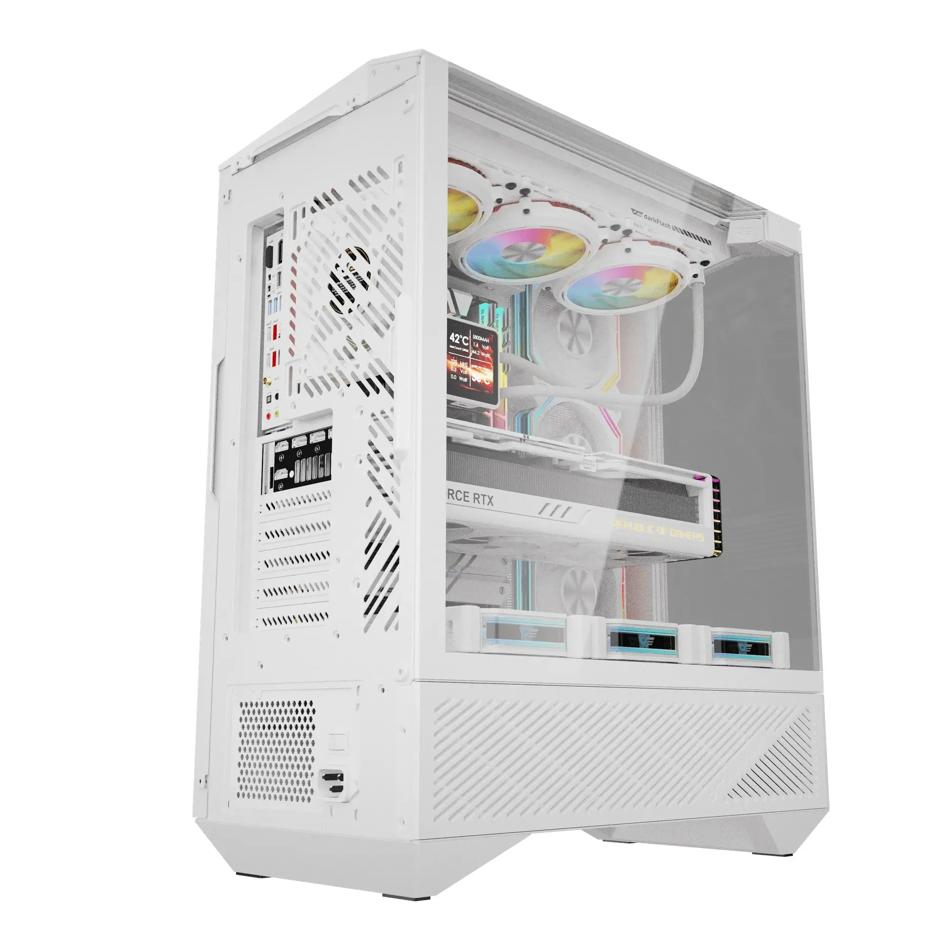 Darkflash κουτί Case ATX - DY460 Λευκό - περιλαμβάνονται 4 x 120 mm ανεμιστήρες A-RGB, USB-C - image 4