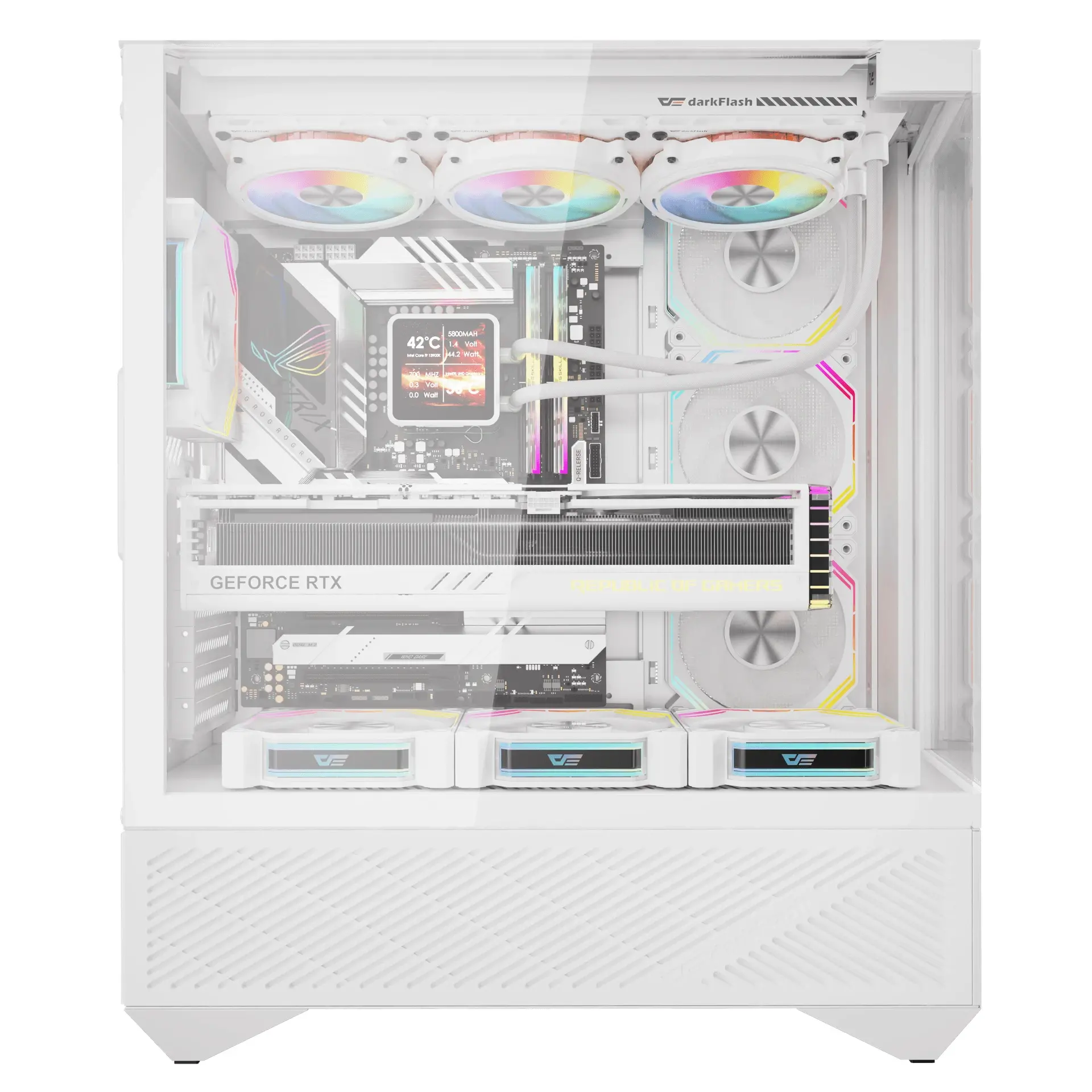 Darkflash carcasă Case ATX - DY460 Alb - 4 x 120 mm ventilatoare A-RGB incluse, USB-C - image 6