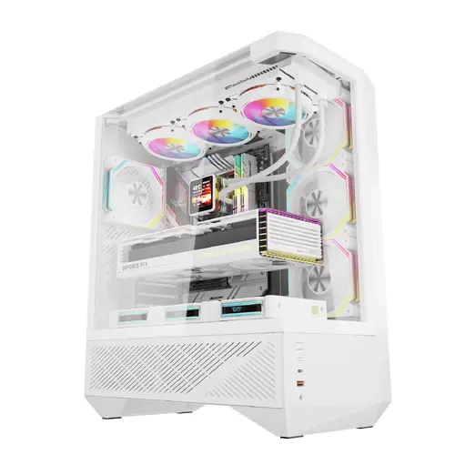 Darkflash κουτί Case ATX - DY460 Λευκό - περιλαμβάνονται 4 x 120 mm ανεμιστήρες A-RGB, USB-C - 1