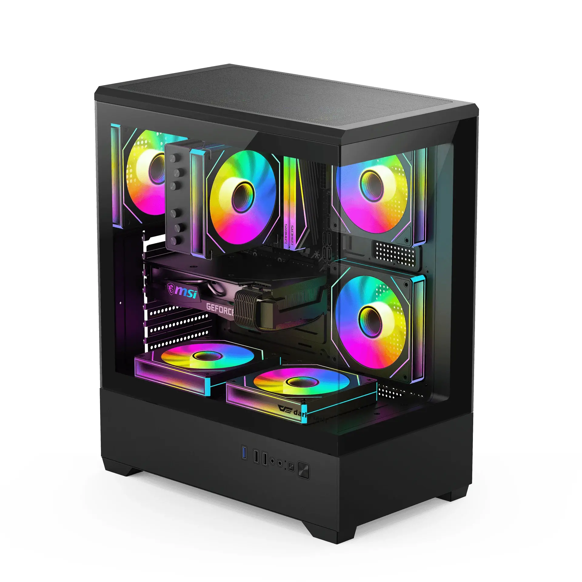 Aigo кутия Case ATX - C365 Black - 3 x 120 mm A-RGB fans included - image 1