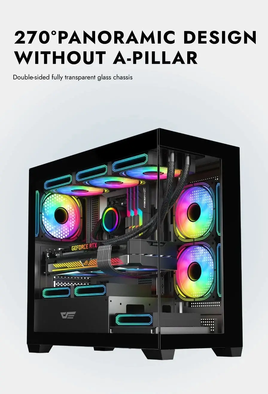 Darkflash кутия Case mATX - DS900M White - 6 x 120 mm Infinity Mirror A-RGB - image 7
