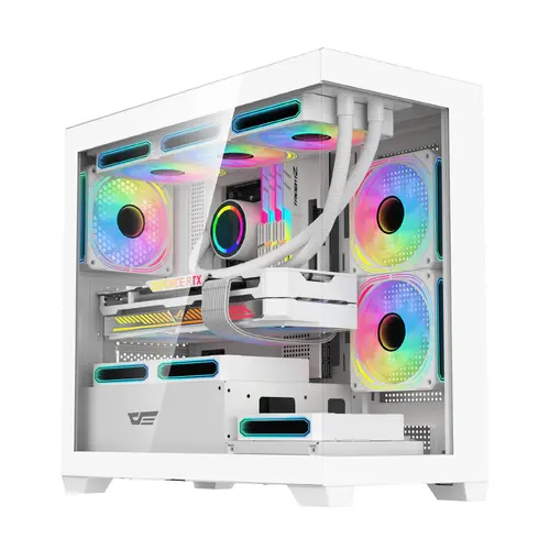Darkflash κουτί υπολογιστή mATX - DS900M λευκό - 6 x 120 mm Infinity Mirror A-RGB - 1