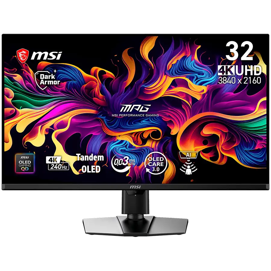 MSI MPG 322UR QD-OLED X24 Monitor Gaming, 31.5" 240Hz, UHD (3840x2160) 16:9, Anti-reflexie, 0.03ms, 300nits, 1500000:1, 178/178, G-SYNC Compatible