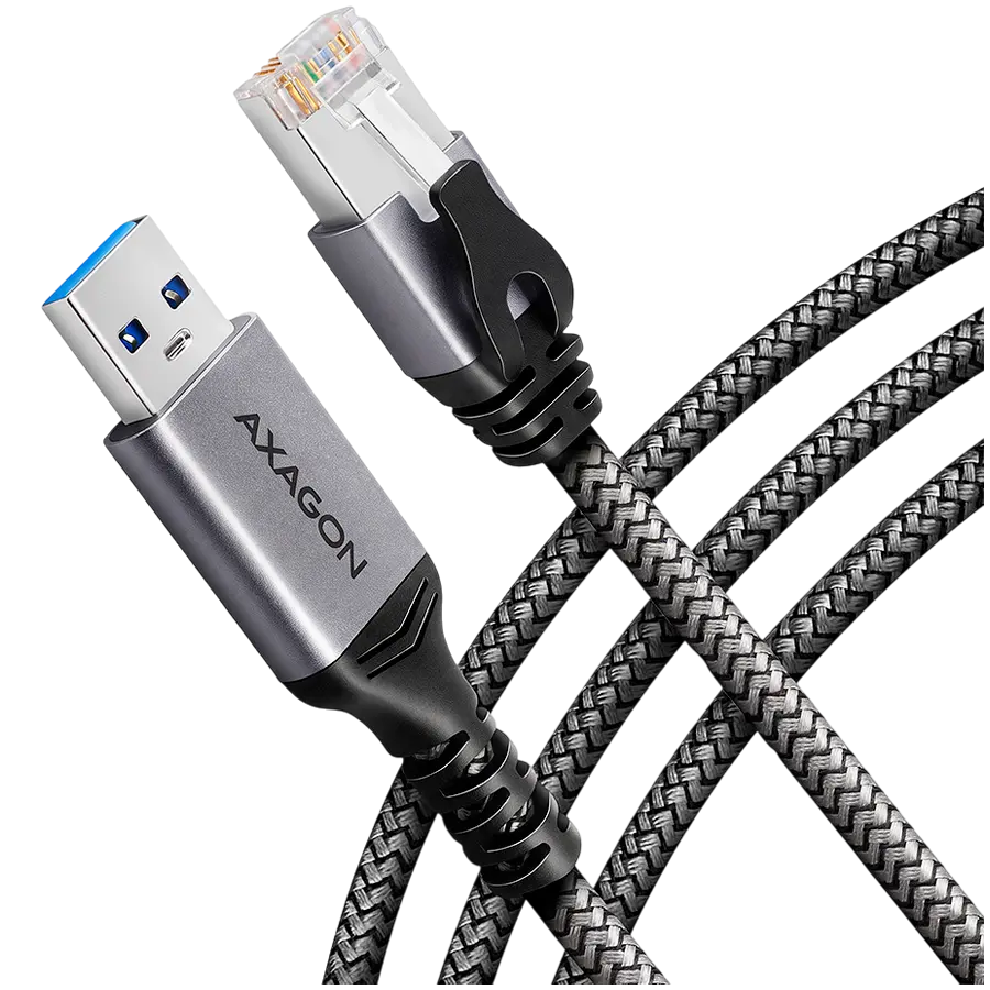 Cablu AXAGON ADE-AM15 USB-A 3.2 Gen 1 - RJ-45, Gigabit Ethernet 10/100/1000, 1.5m, împletit