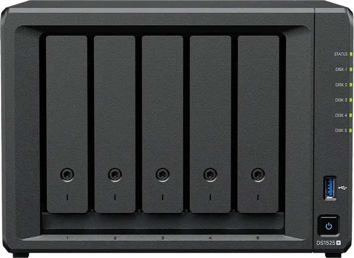 15-bay Synology NAS server for Small and Medium Business(5 bays on base, expandable to 15 with 2x DX517),  DS1525neo+