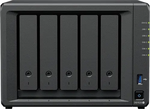 Διακομιστής NAS Synology 15 θέσεων για μικρές και μεσαίες επιχειρήσεις (5 θέσεις στη βάση, επεκτάσιμος έως 15 με 2x DX517), DS1525neo+