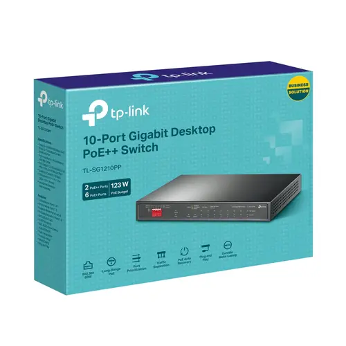 Switch TP-LINK TL-SG1210PP, 10 porturi GbE, 6xPoE+, 2xPoE++, 2x1Gb, 1xSFP slot combo - 6